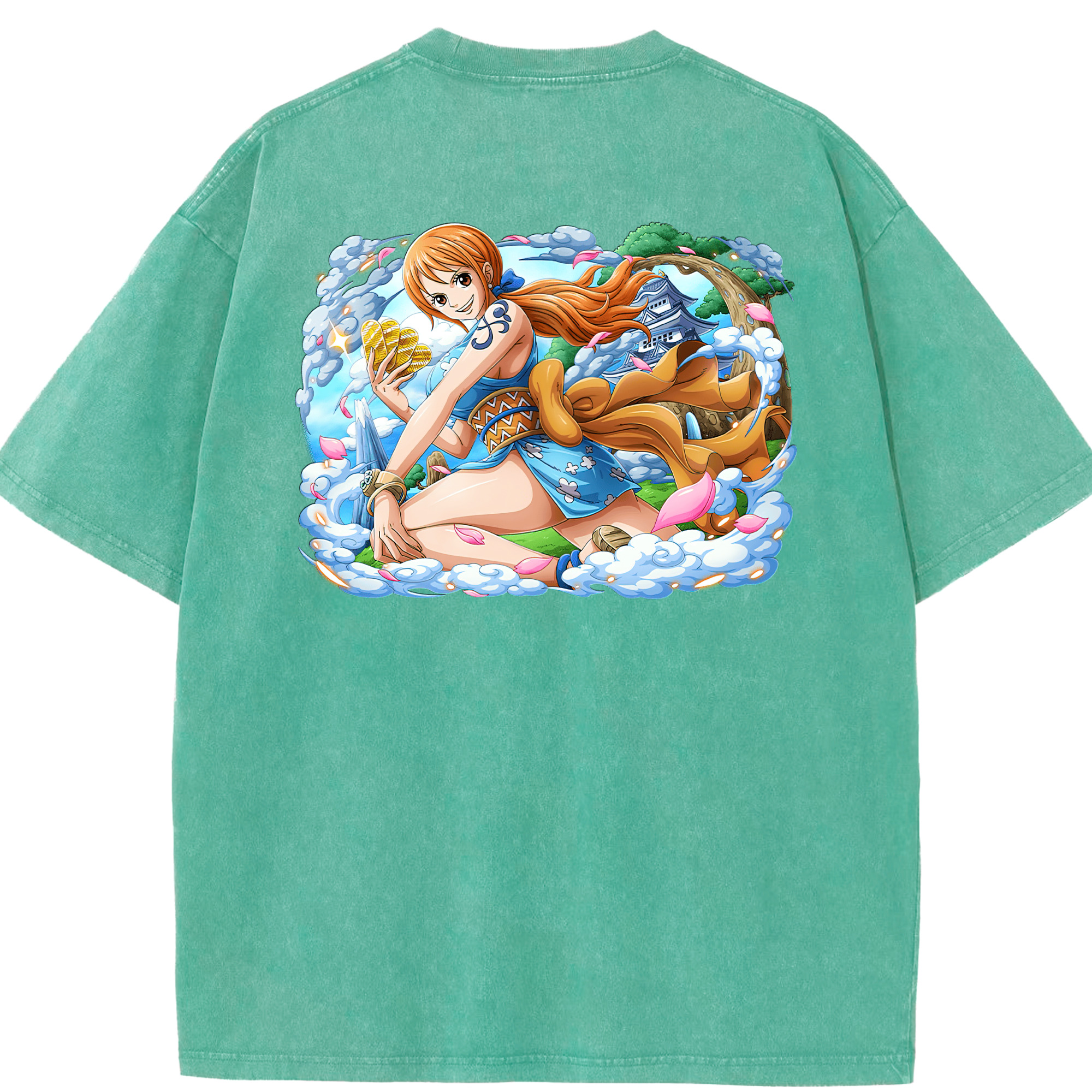 ワンピース ナミ ONE PIECE Nami 綿100% ヴィンテージ風 半袖Tシャツ（背面プリント）